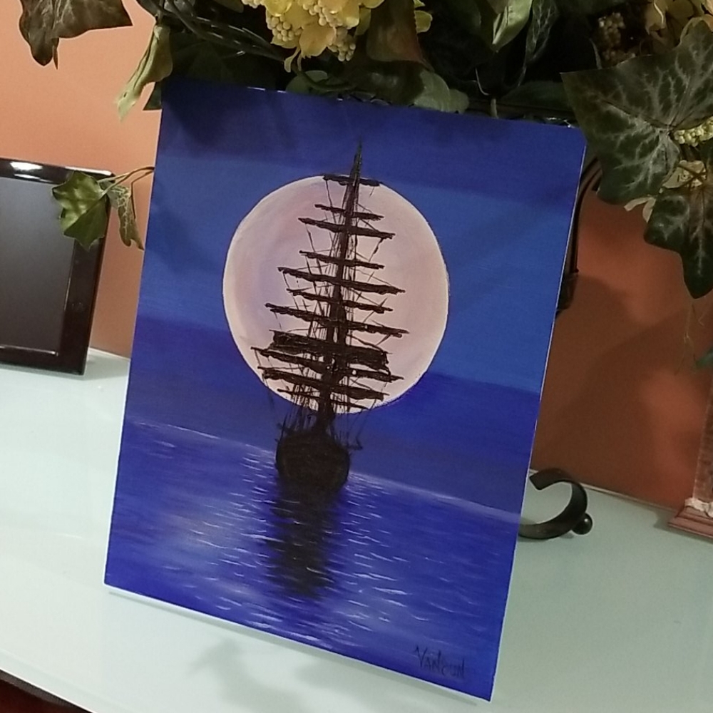 Wall Art Original Painting " Boat in the sea"